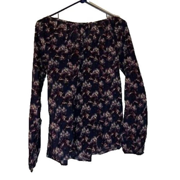 Lucky Brand Blue/Purple/White Abstract Prnt Bohochic Peasant Lng Sleeve Top Sz S - Picture 5 of 5